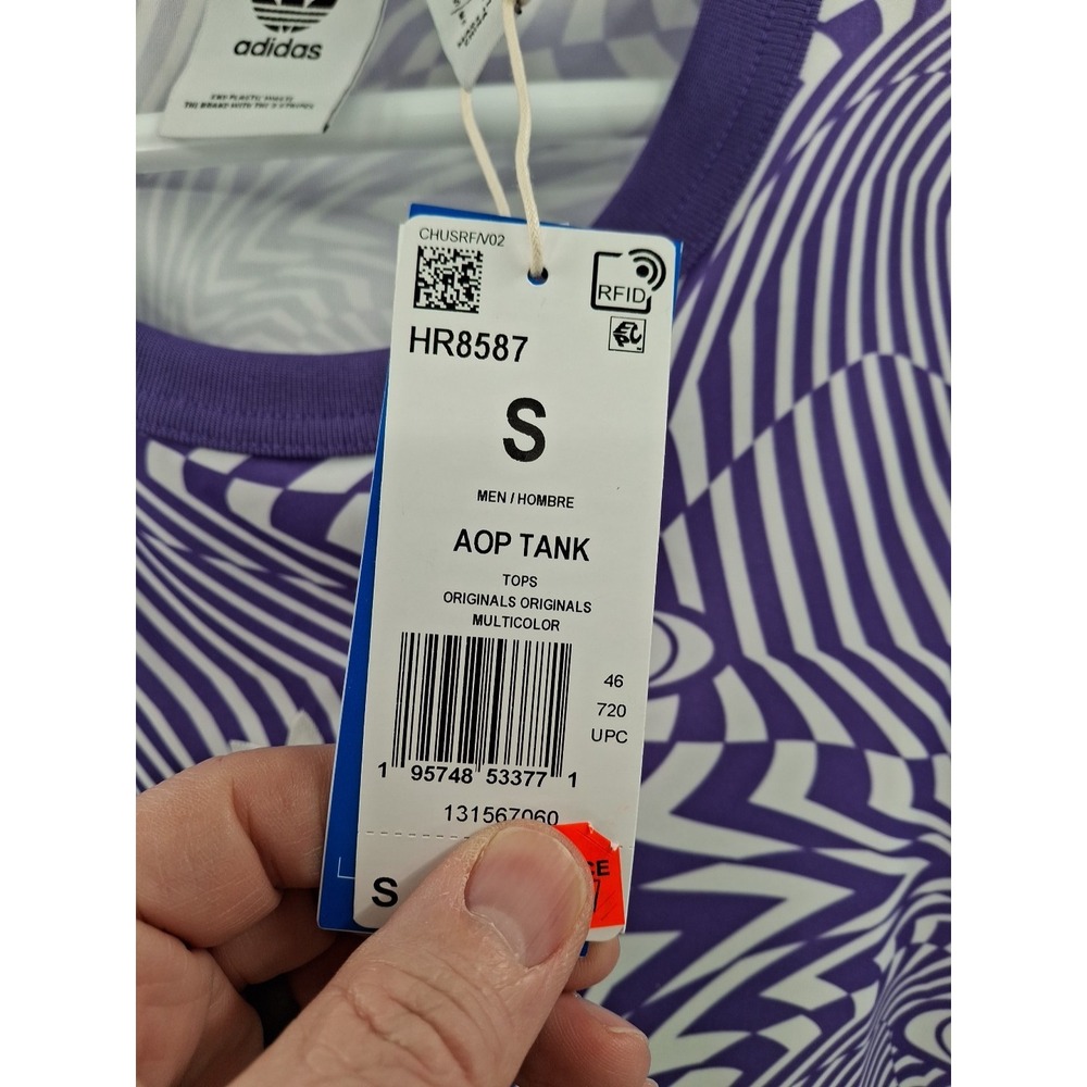 ADIDAS ORIGINALS Vortex Print Tank In Purple/White‎ Small - Picture 3 of 9